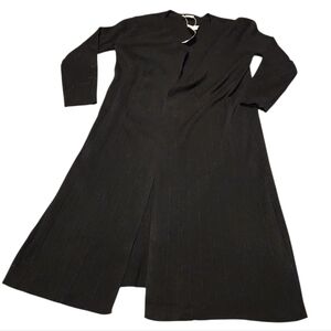 Women’s Large Silk & Salt Longline Ribbed Black Cardigan Duster